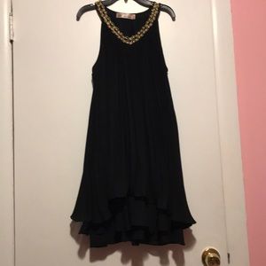 Black fit and flare chiffon dress